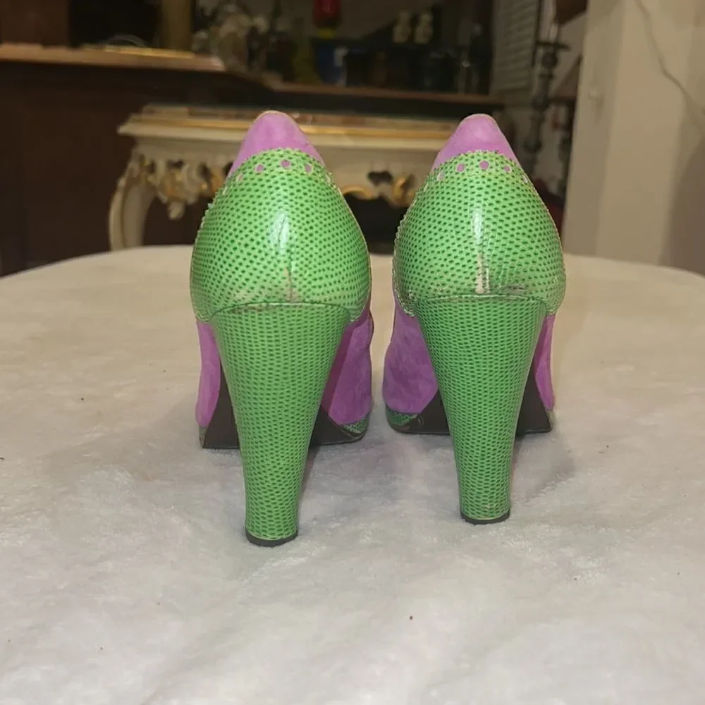Marc jacobs womens heels size 41 purple green and tan bow - Picture 4 of 6